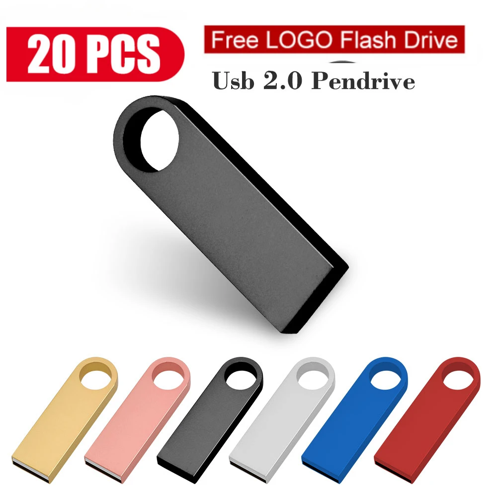 

20PCS waterproof fast pen drive 64GB flash drives memory 128MB 256MB 2GB 1GB metal 16GB 32GB 4GB cle флешка usb stick free logo