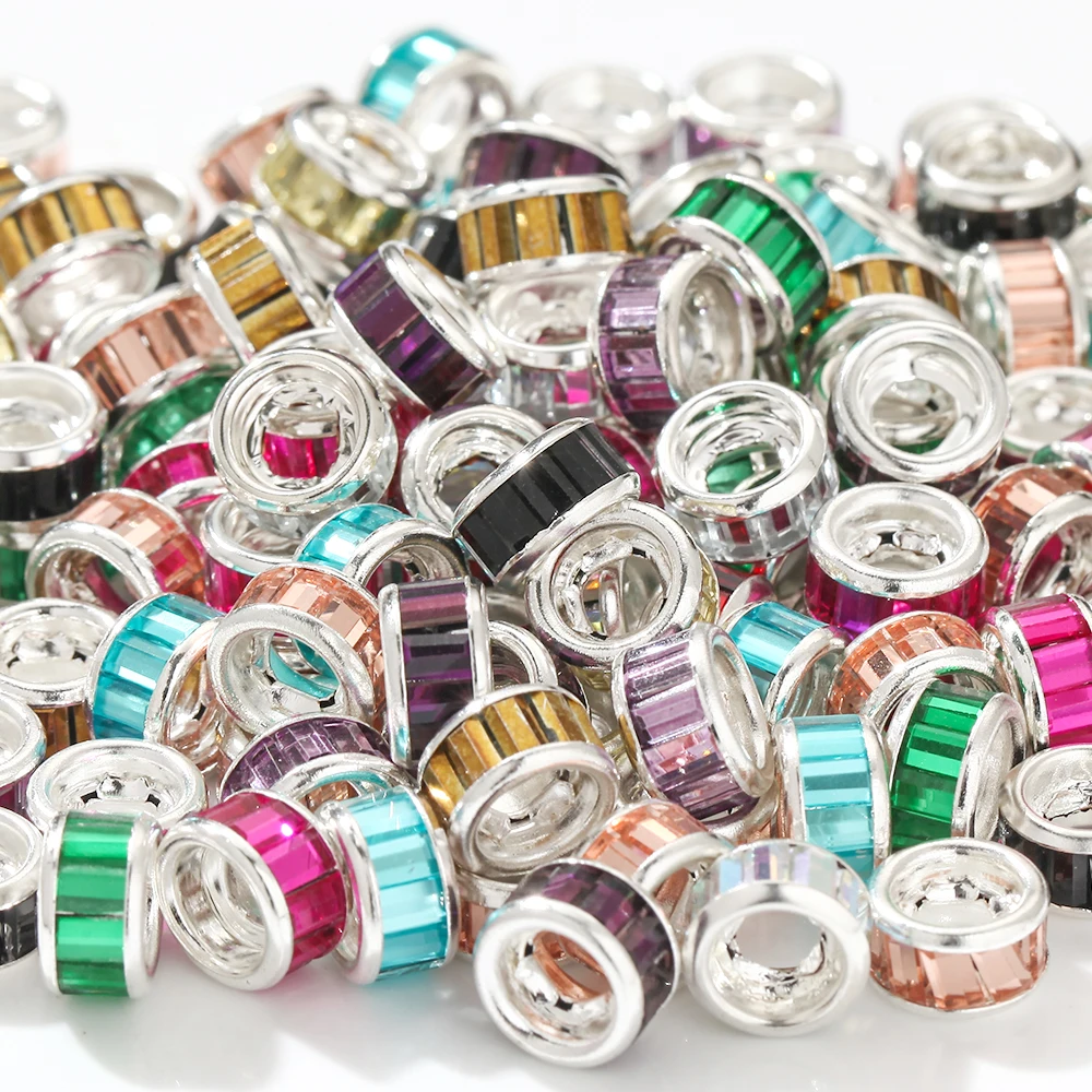 50 Stück 6x10mm Bunte Trommelperlen Großloch-Glasperlen für Schmuckherstellung DIY Armband Handgemachtes Zubehör – Detail 5