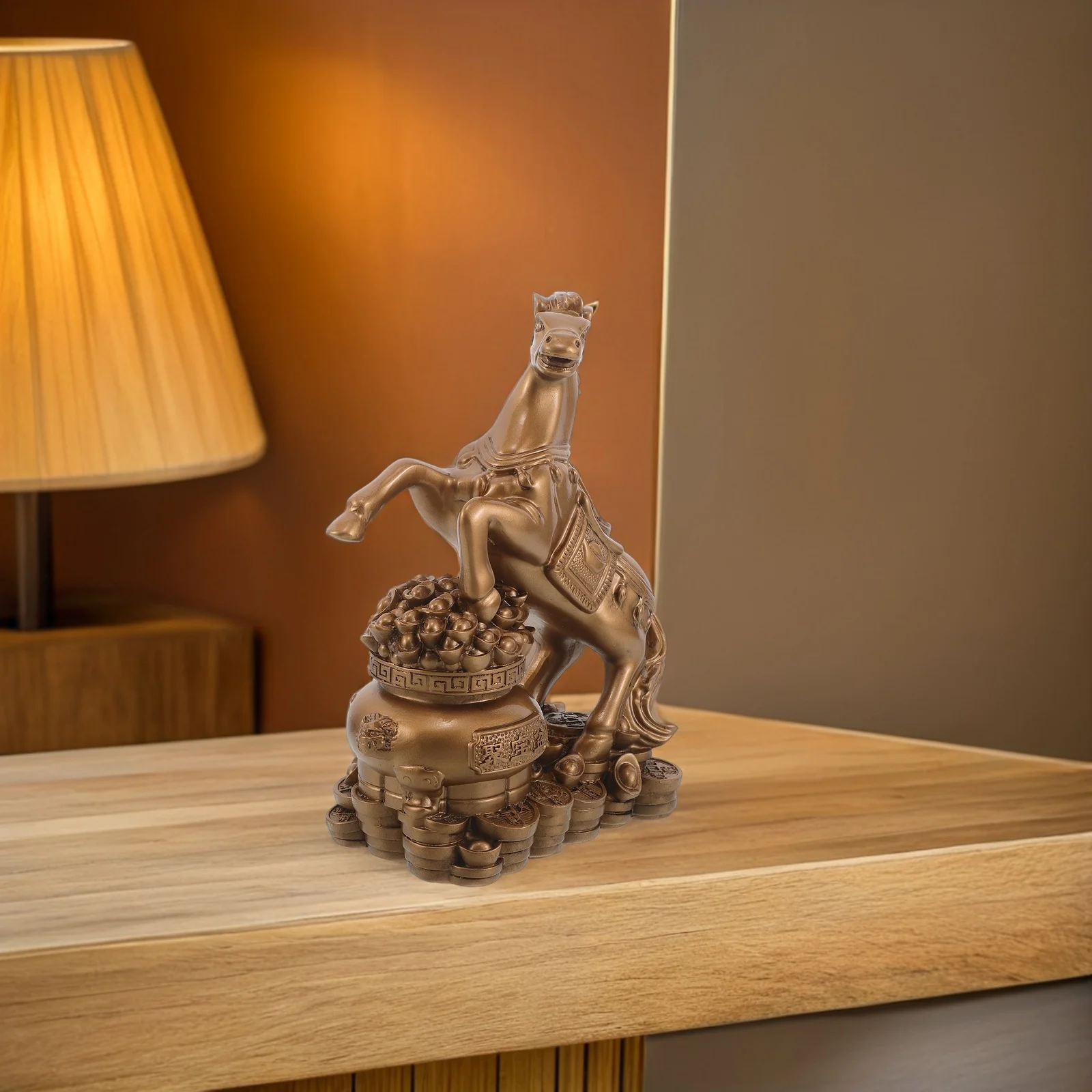 

Chinese Nostalgic Resin Horse Sculpture Standing Zodiac Statue for Prosperity Wealth Feng Shui Home Office Decoration 2026