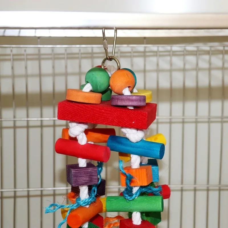 Parrot toys, Colorful wooden bird supplies, Unique shape, Diverse ways to play,  Large parrot bite bird toys