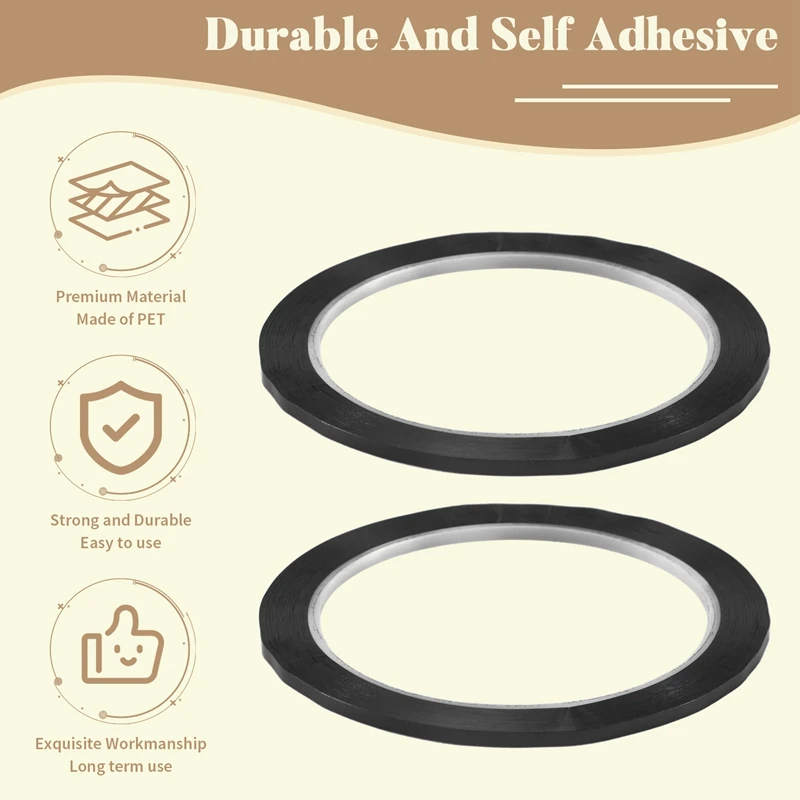 ABXH 16 Pak 3Mm 1/8 Inci Lebar Pita Grafis Pita Papan Tulis Pita Garis Bagan Perekat Diri Pita Penanda Kisi Seni A