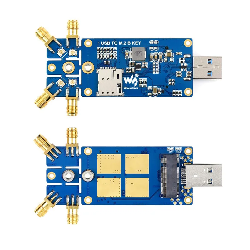 Raspberry Pi 5G Dongle Expansion Board 4 Antenna USB 3.1 M.2 Key B Interface SIMCom with Aluminum Case for PC Jetson Nano