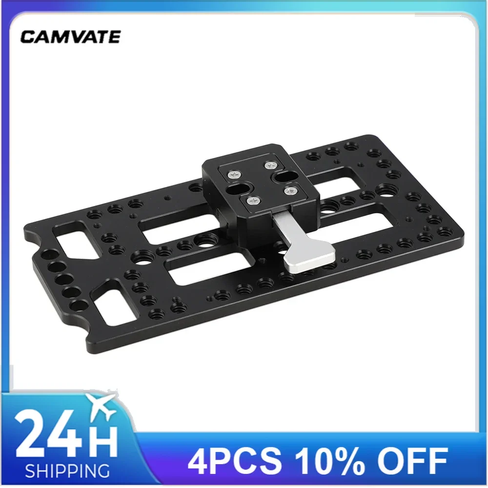 CAMVATE Power Splitter Cheese Plate With Quick Release Female V-Lock Dock & Male V-Lock Mount For DSLR Camera Battery Mounting