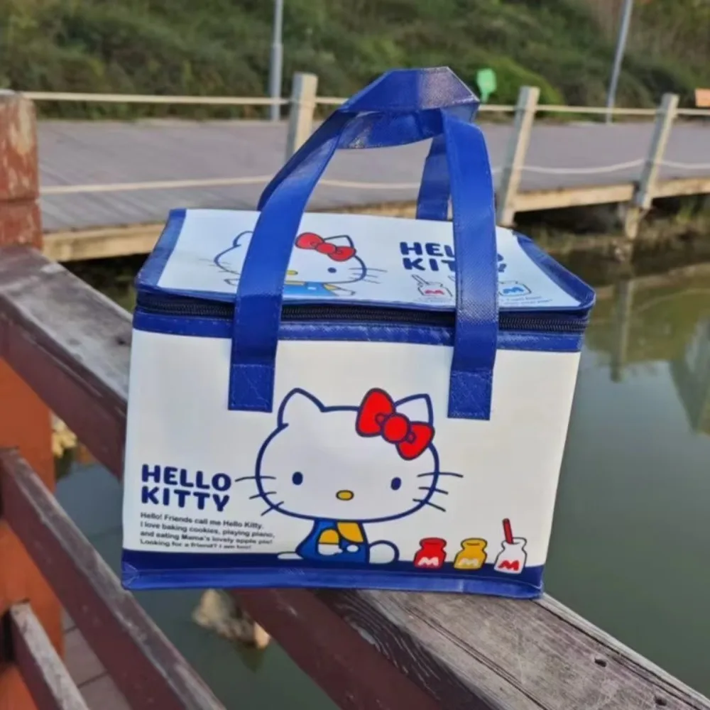 

New Hello Kitty Bento Bag Cute Cartoon Printing High-capacity Lunch Box Tote Bag Student Portable Heat Preservation Lunch Bag