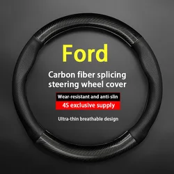For Ford Car Steering Wheel Cover Carbon Fiber Leather Fit Ranger Focus F150 MK4 Mondeo Mustang Fiesta Explorer Raptor MK1
