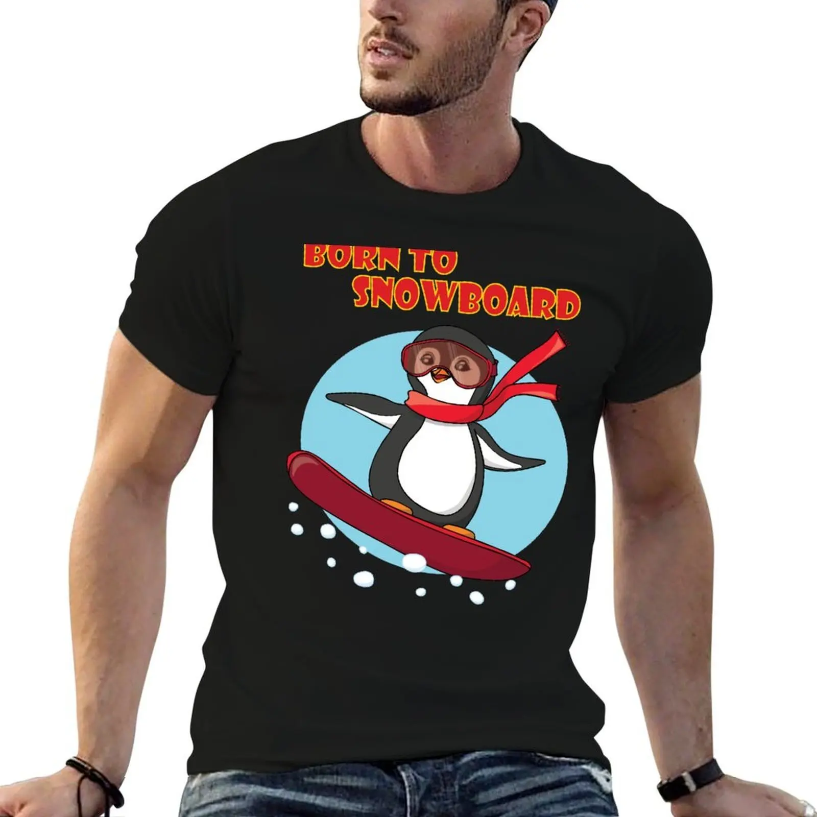 

Snowboarding Penguin - Born to Snowboard T-Shirt man t shirt graphic man t shirt heavy cotton t shirt custom print T-shirt