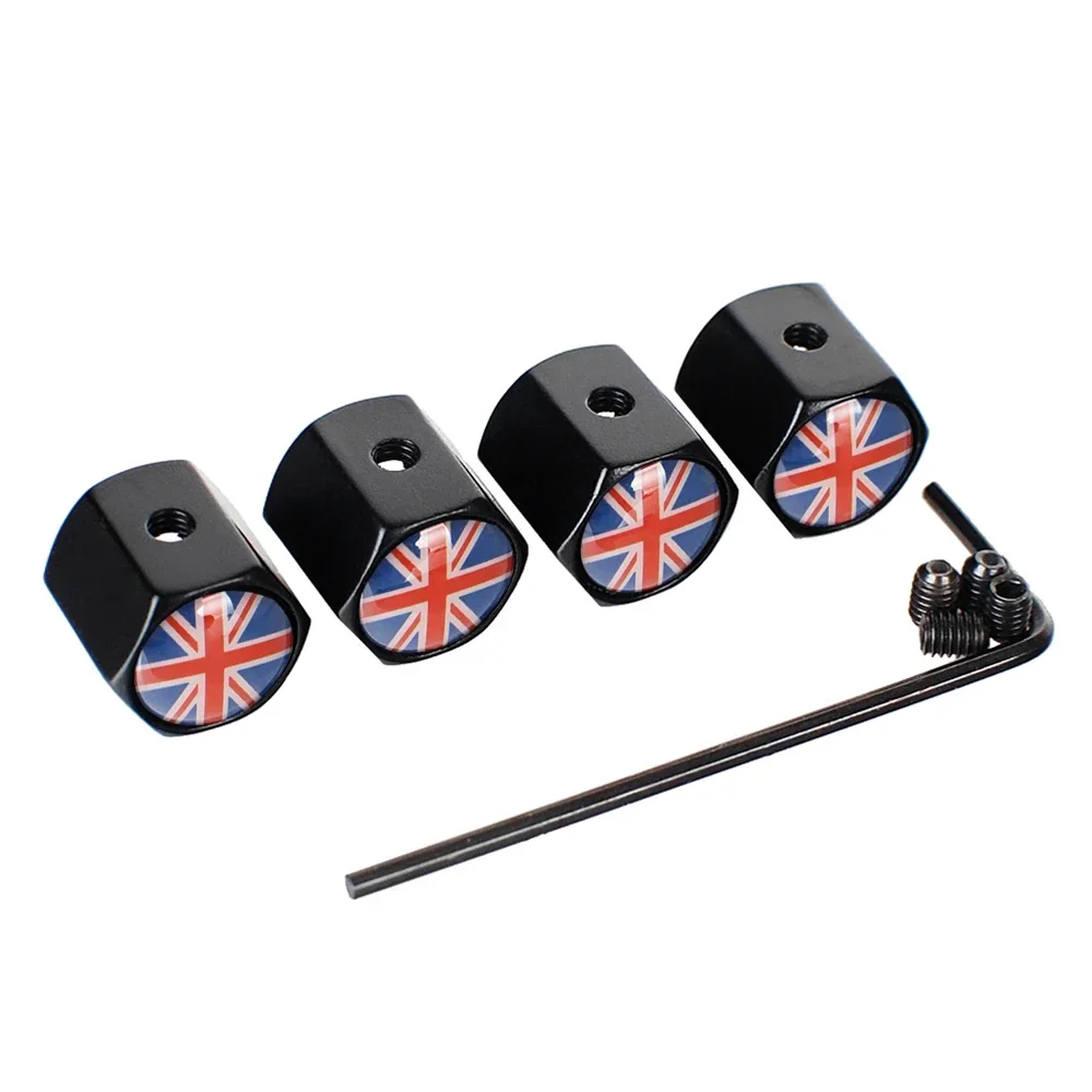 4PCS England Flag Car Wheel Air Covers Car Air Valve Stem Caps for Ford Dodge Honda BMW Toyota Audi Nissan Subaru Mazda Volvo VW