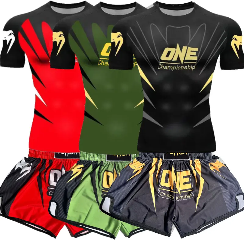 MMA Sports Suit Fitness Running Boxing Shorts Training Boxing Sports T-shirt Quick Drying Clothes Fighting Exercise Sets