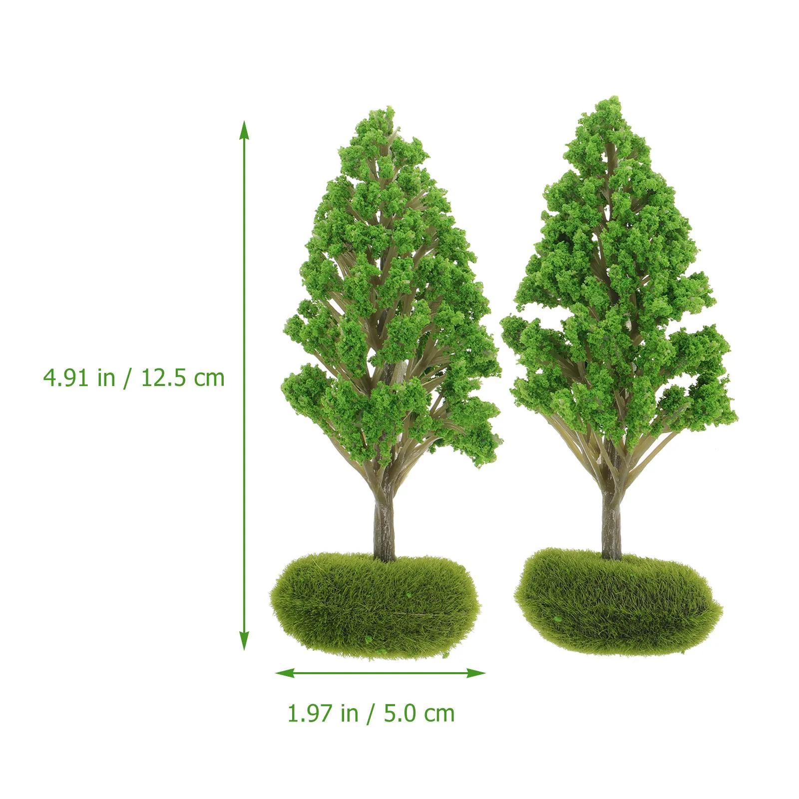 2Pcs Artificial Tree Miniature Diorama Landscape Simulation Plant Decor Sand Table DIY Small Garden Ornament Miniature Street