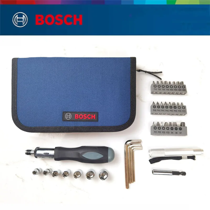 Imagem -02 - Bosch-kit Chave de Fenda Elétrica Tomada de Unidade Catraca Torque Chave Grupo Chave de Fenda Bit Chave Rápida Ferramentas de Reparação 38 Pcs 4