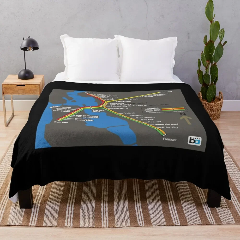 Retro Bay Area Rapid Transit Map Throw Blanket decorative Moving Blankets