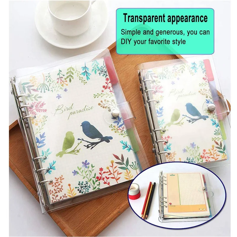 4 PCS A5 Arco-íris Macio PVC Notebook Binder Clear Soft PVC Notebook Cover, Folha Solta Planejador Pessoal Binder-Y18A