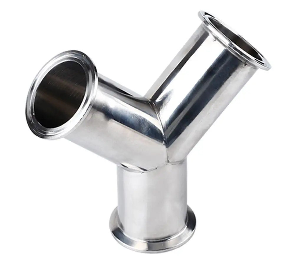 Ferrule O.D 50.5mm 64mm 77.5mm 91mm 106mm 119mm Tri Clamp Equal 3 Ways Y 304 Stainless Steel Sanitary Ferrule Pipe Fitting