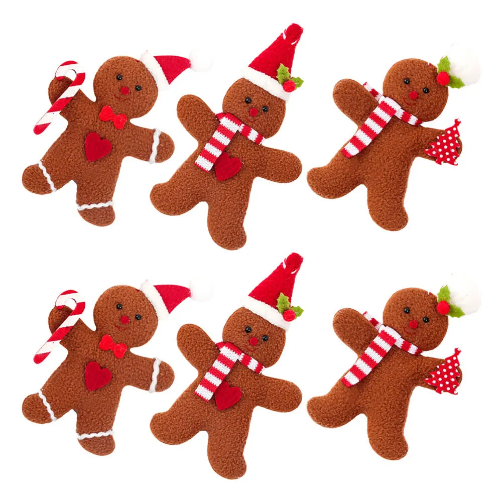 

6Pcs Realistic Gingerbread Man Ornaments - Vibrant Holiday Tree Decorations for Christmas Home Wall Table Decoration Set