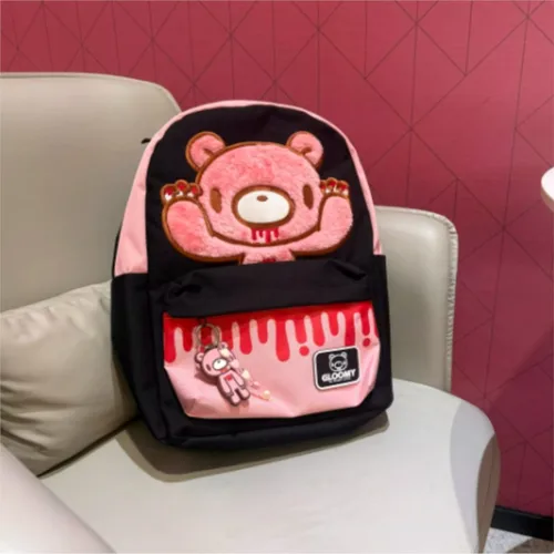 Mochila bonita de oso de dibujos animados para Mujer, mochila de gran capacidad con bloques de Color de felpa, Mochilas ligeras de viaje para estudiantes para Mujer 2025