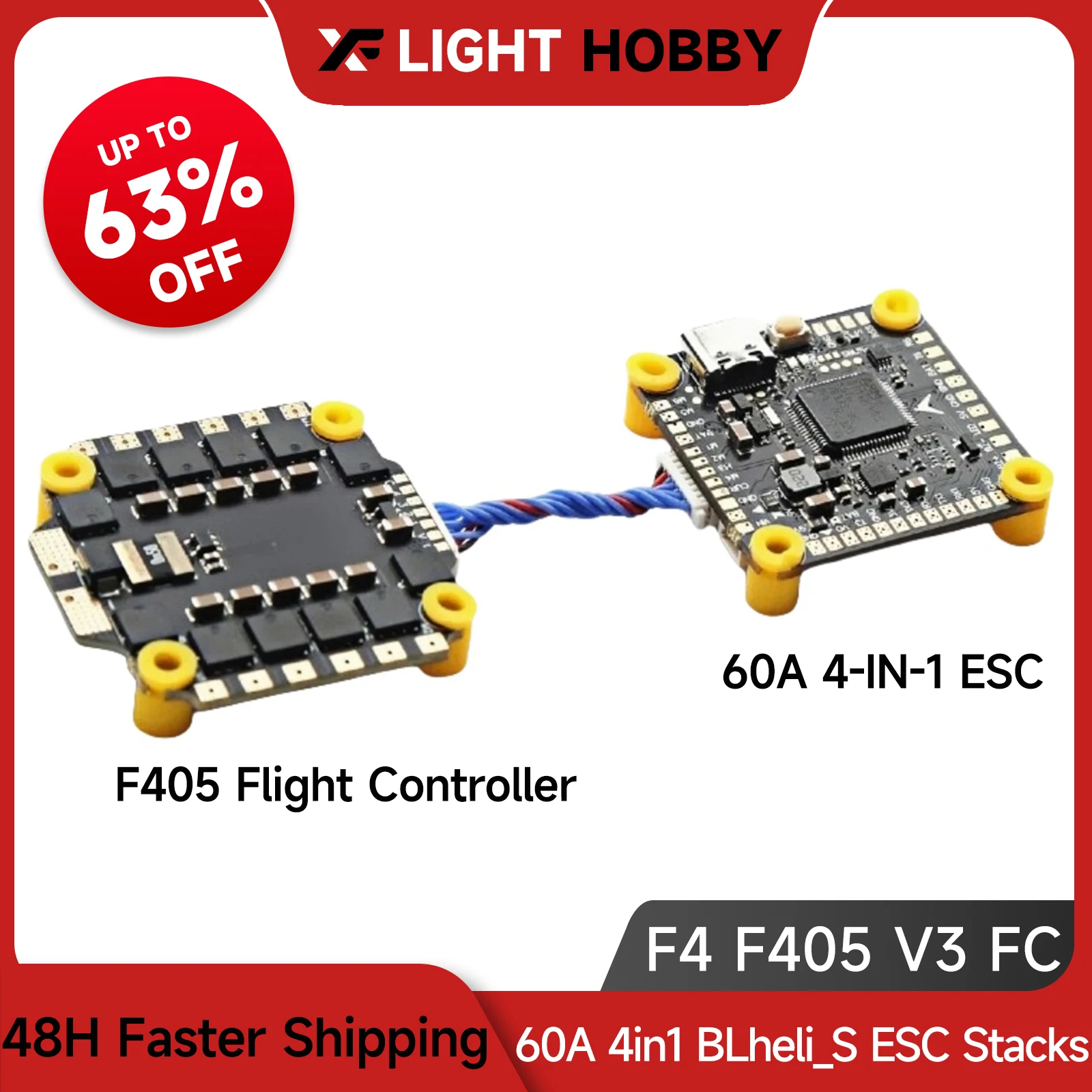 

XFlight Hobby F405 V3 Flight Controller BLS 50/60A 4IN1 ESC 8 bit Compatible with 2-6S LiPo for 7/8/9Inch RC FPV Freestyle Drone
