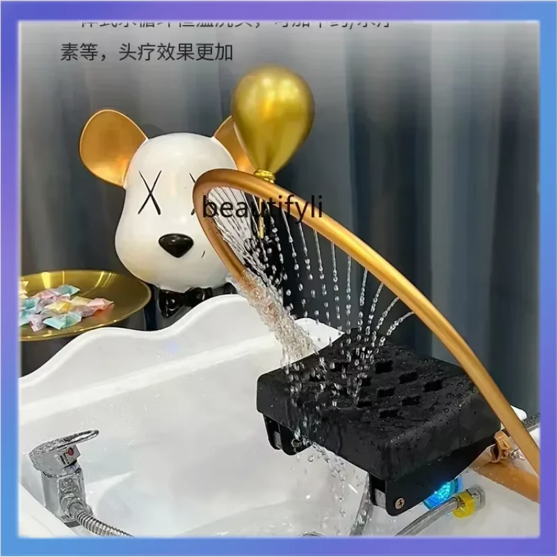 

Beauty Massage Couch Movable Head Therapy Machine Water Circulation Fumigation Head Recuperation Hair Shampoo Basin