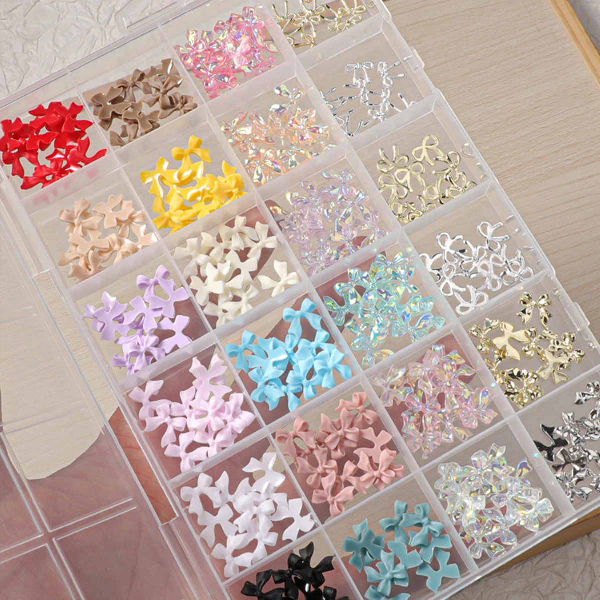 24 شبكة من ملحقات فن الأظافر، قوس متعدد الألوان من سبائك الراتنج، غاسل متعدد الألوان بلون سادة متعدد الاستخدامات، ديكور أظافر يمكن ارتداؤه بنفسك #3