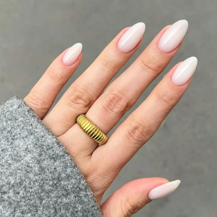 

Milky White Pr on Nails Almond Fall Halloween Short Almond Fake Nails Reusable Nail Kit with Nail Glue Adhesive Tabs Mini Nail