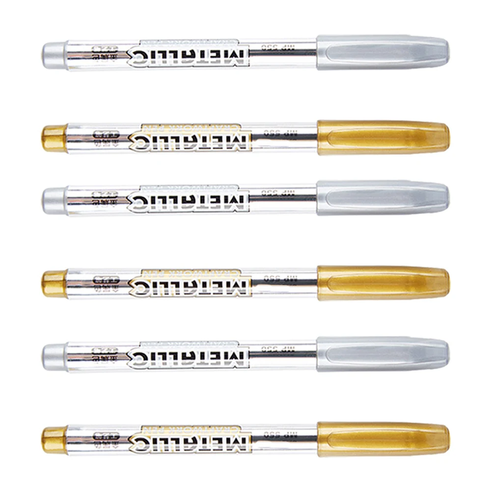 

6 Pcs Signature Pen Water Based Paint Markers Drawing Pens Metallic Color Student