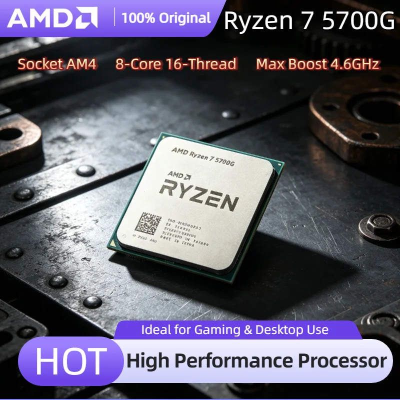 Procesador de Escritorio AMD Ryzen 7 5700G R7 5700G Original en Caja, 8 Núcleos, 16 Subprocesos, 4.6GHz Boost, 65W, 7nm, AM4, con Gráficos Radeon