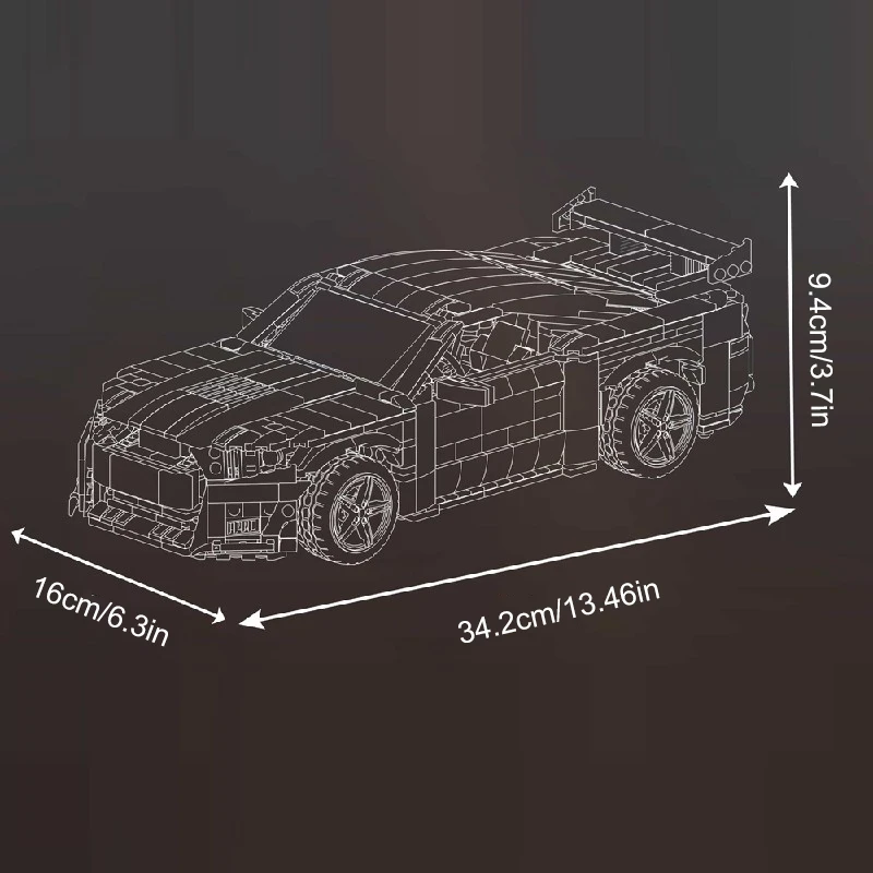 Technik Blue Retro Raceing Car Building Blocks Sport Seep Hypercar Assembly Brick Model Kit ToysAdult Kid Birthday Gift 980PCS