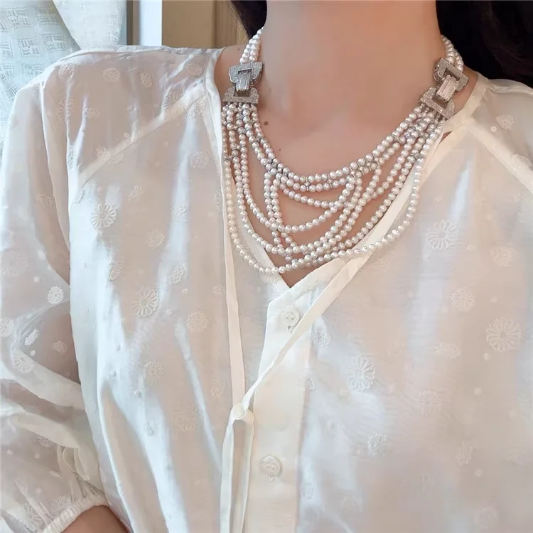 

Women's New Natural Pearl Multi-Layered Elegant Necklace Jewelry