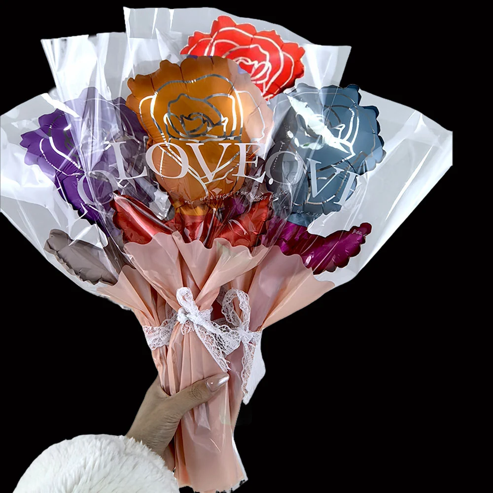 5/10/20 Stück Mini-Rosenblumen-Luftballons, Handstrauß, Bandballons für Valentinstag, Hochzeit, Geburtstag, Muttertagsgeschenke – Detail 1