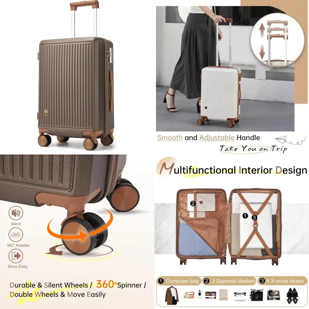 

Spinner Wheel Carry-On Luggage 22x14x9, Airline Approved Hardside Suitcase with TSA Lock, Compact Size, Hard Shell Luggage for T