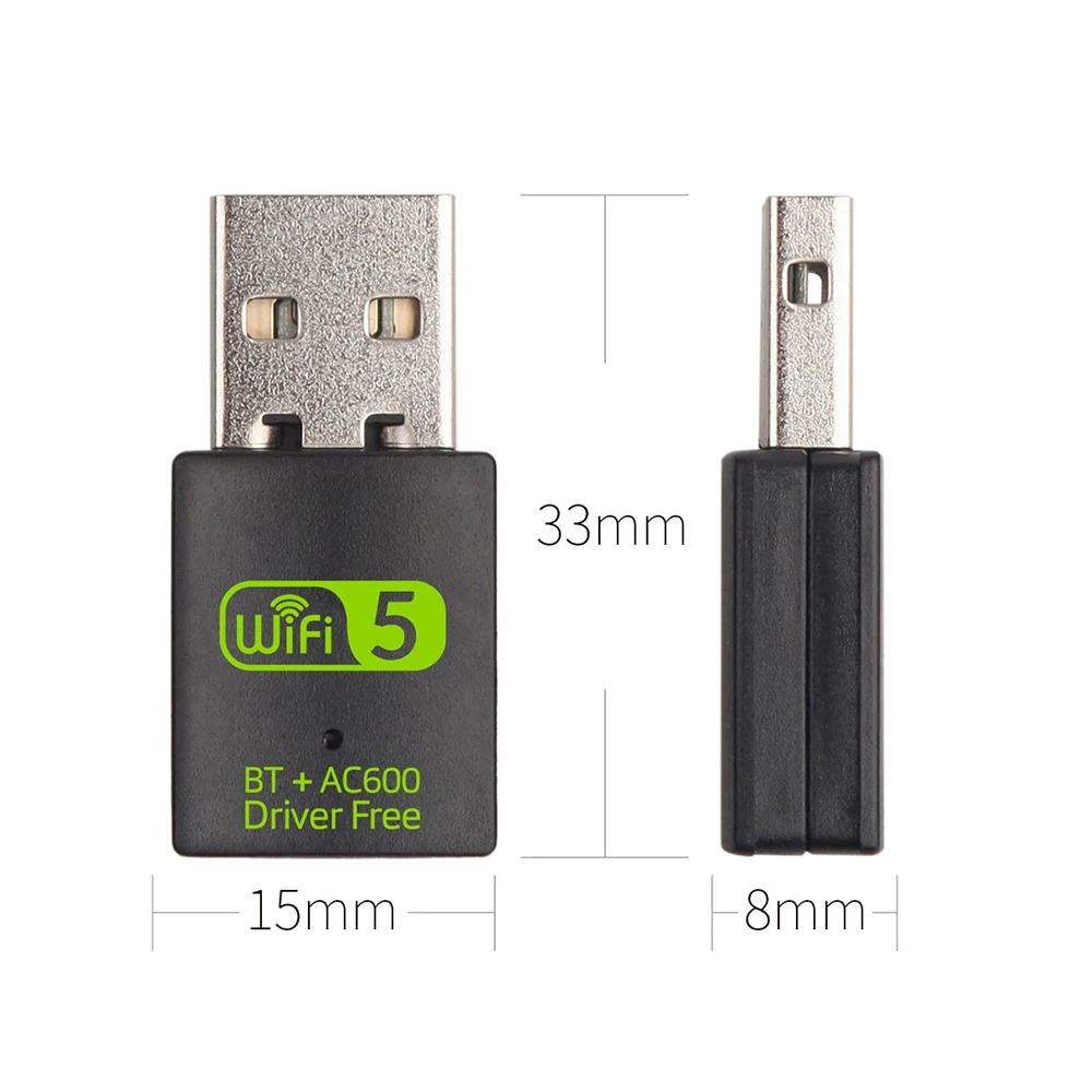 2in 1 USBwifiアダプター,bluetooth 600Mbps,ワイヤレスオーディオレシーバー,デュアルバンド,2.4g,5ghz,usbネットワーク,wlanレシーバードライバー,無料