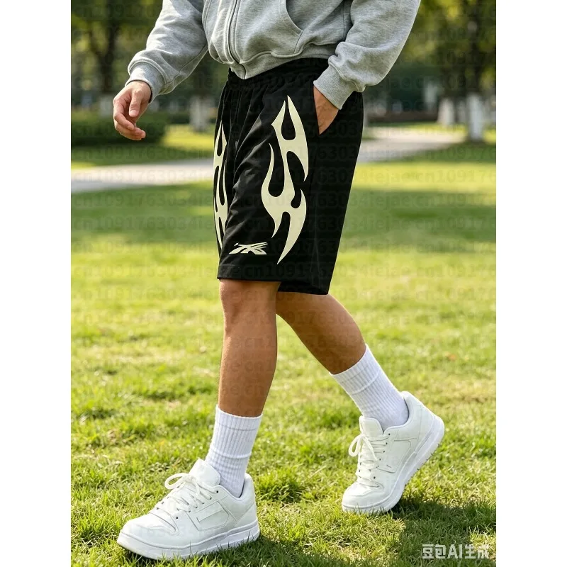 American-Style High-Street Men's Kid Shorts with Unique Prints; Loose-Fitting, Versatile Summer Casual and Athletic Shorts