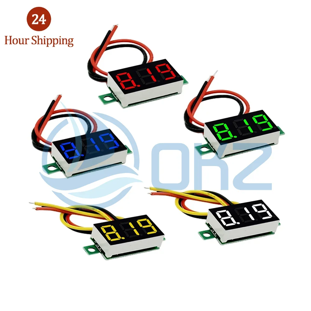 0.36 Red Blue Digital LED Mini Display Module DC2.5V-32V DC0-100V Voltmeter Voltage Tester Panel Meter Gauge for Motorcycle Car