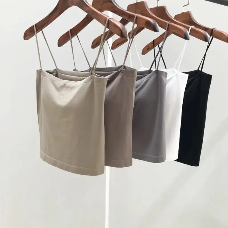 New Internet Famous Sexy Camisole Women's Spaghetti Strap Chest Pad One-Piece Big Chest Small Inner Wear Outer Wear Vest