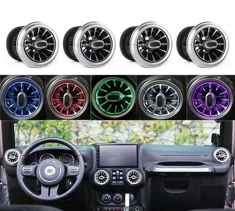 New Air Conditioning Outlet Air Vent LED Light 13 Colors 12V Direct Mounting for Wrangler JK 2011-2017 Maiker
