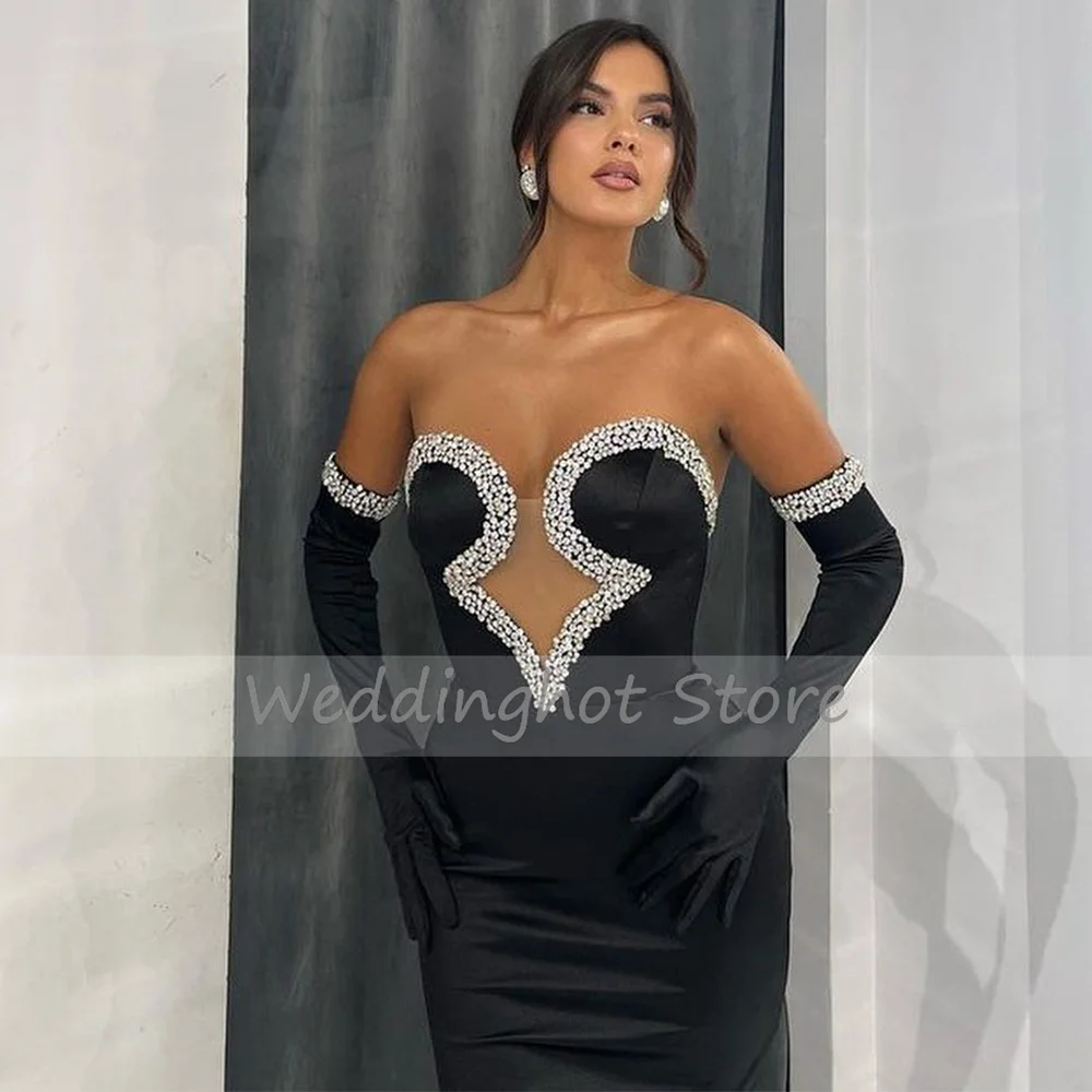 Sexy Evening Dress Long 2023 Beading Sweetheart Illusion Column/Sheath  Gown for Women Backless Floor Length Party 