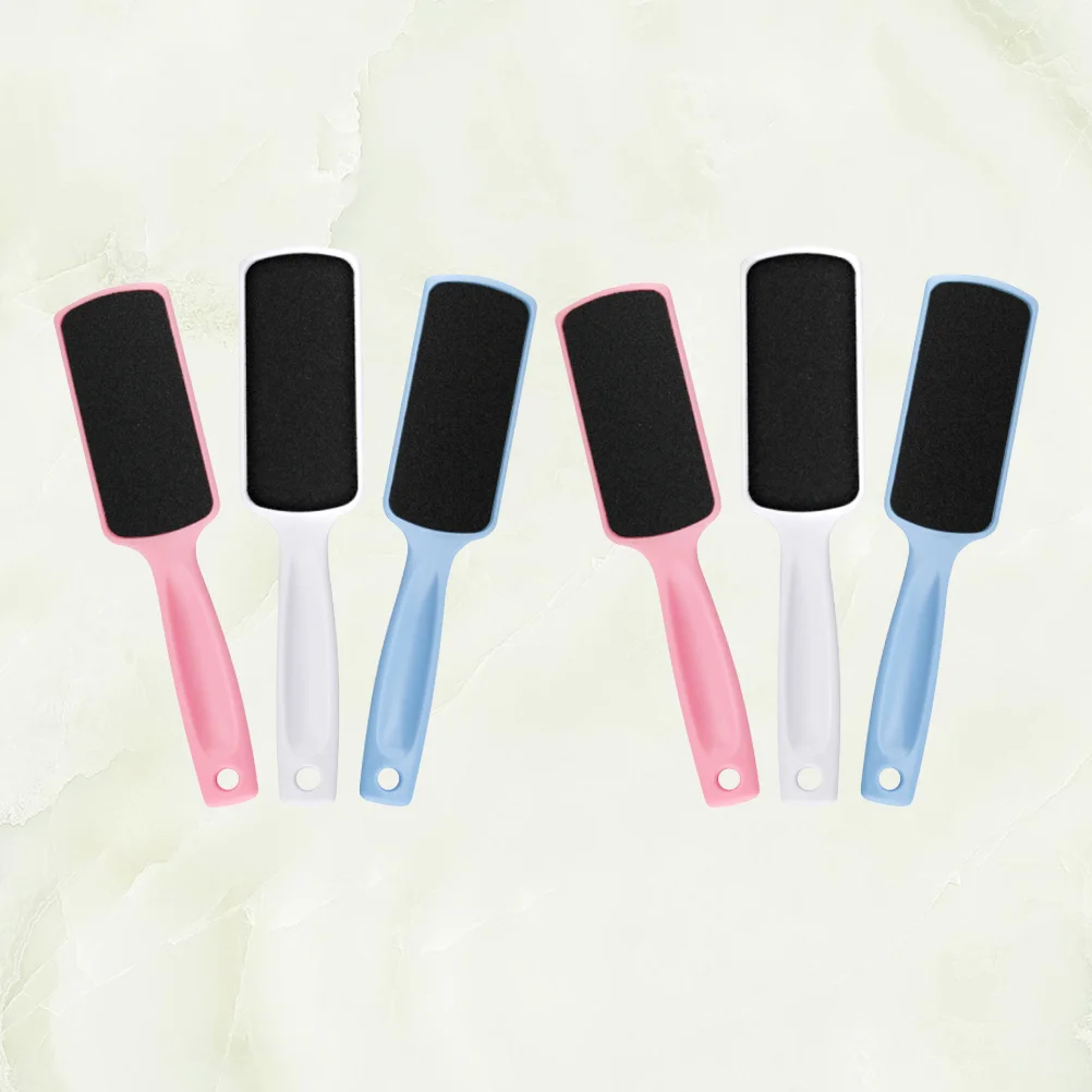 6pcs Plastic Double Sided Sandpaper Exfoliating Scrub File Foot Callus Remover Pedicure Tool Dead Skin Removal Portable Nail