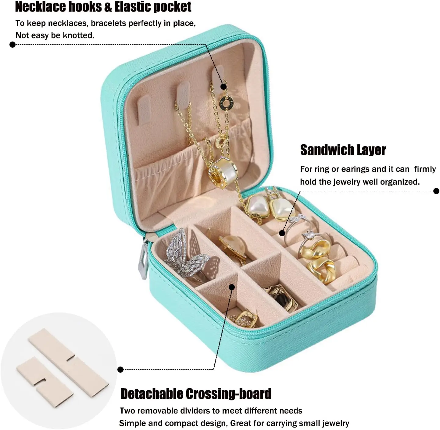 Mini Jewelry Travel Case PU Leather Organizer Box Small Portable Portable Jewellery Storage Holder For Womens Rings Earrings