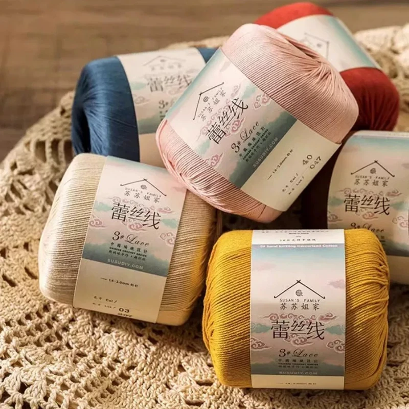 

40g/120m 100% Pure Cotton No.3 Pearl Lace Thread/hand DIY Woven Warm and Soft Knitted Thread Sweater Cotton Yarn Ball