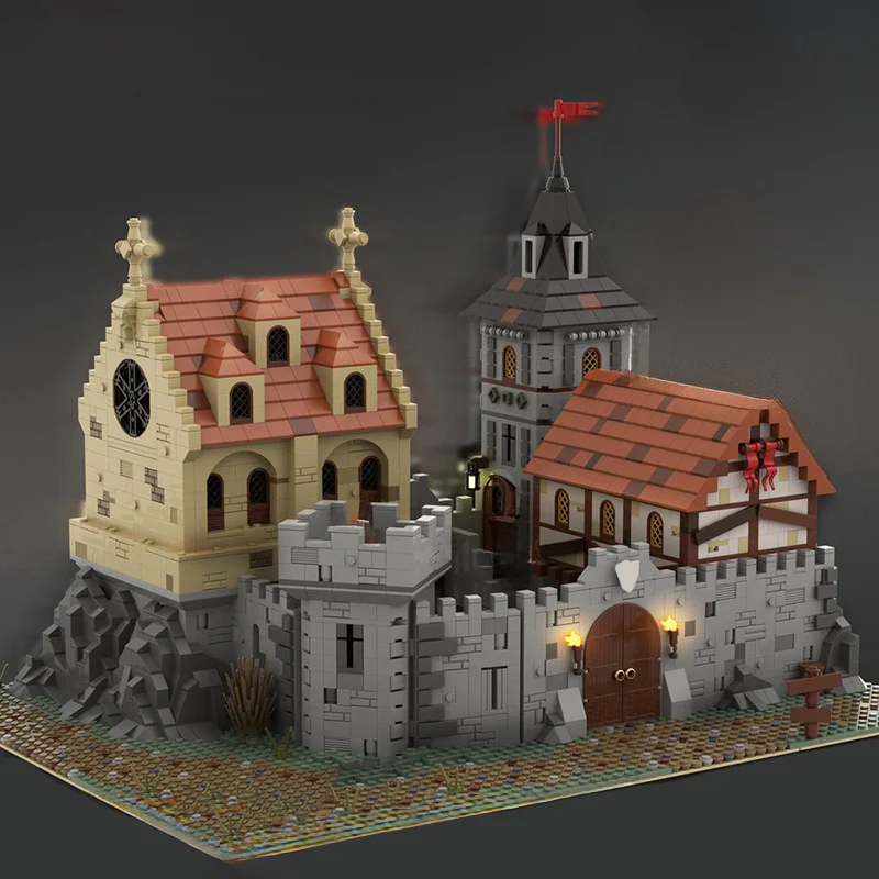 4747 pièces MOC Architecture médiévale château médiéval 2 conception de forteresse historique bricolage modèle blocs de construction jouets d'anniversaire cadeau