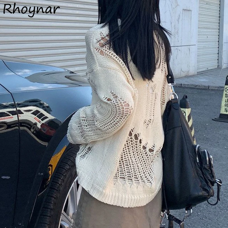 Hollow Out Sweater Pullovers Women Hotsweet Knitting American Streetwear Chic Hip Hop Y2k Tops Teens Fashion Clothes Personal