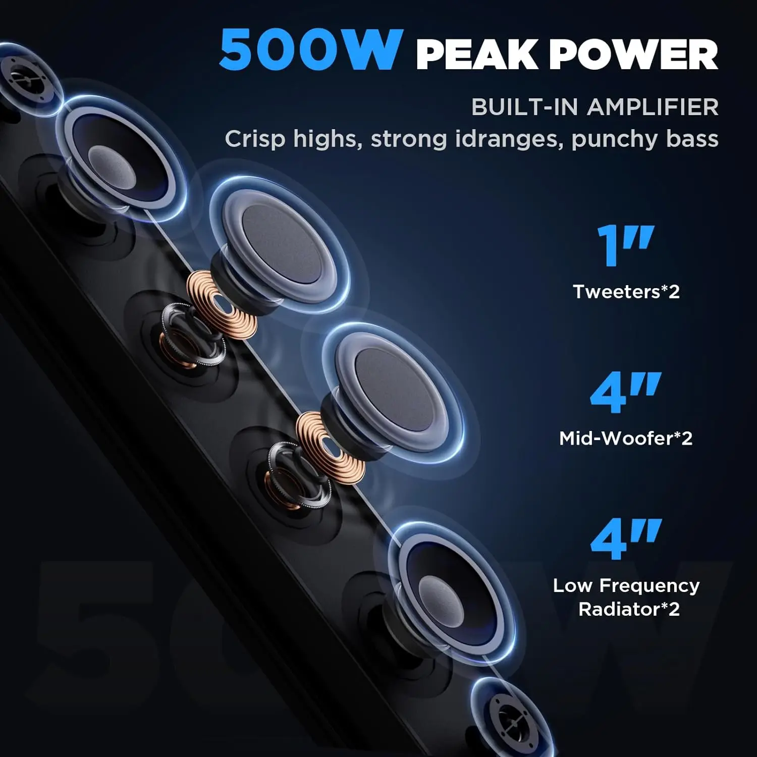 Som Bluetooth Bar com RGB, UTV, ATV Sound Bar, 25"