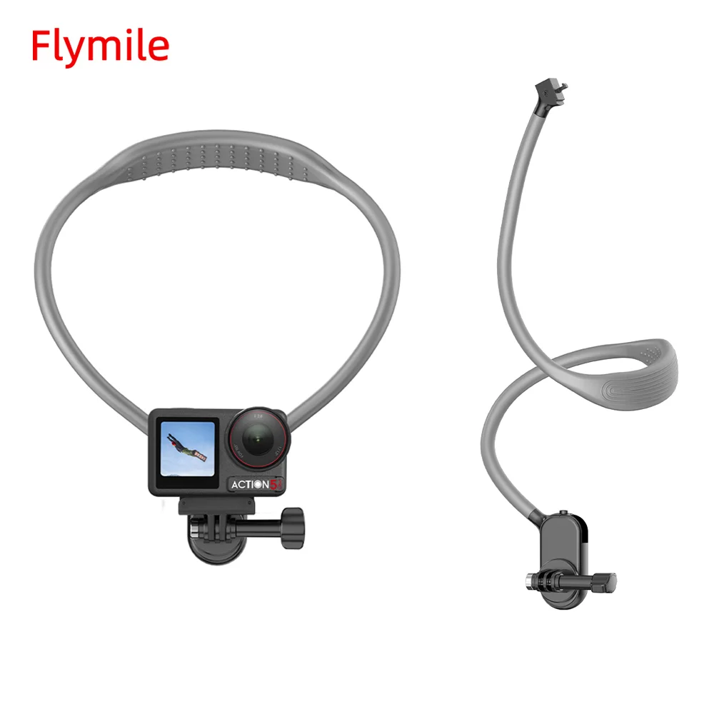 Flymile Silicone Neck Hold Mount For GoPro Hero 13 12 11 10 9 8 7 Insta360 DJI Osmo Action Smartphone Magnetic Hold Accessories