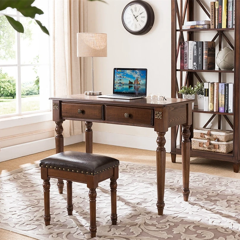 Solid wood desk writing desk computer desk home retro office study small table small apartment study furniture