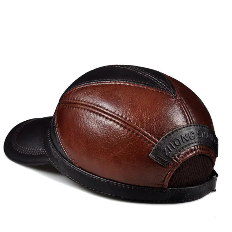 メンズ本革パイロット帽子男性冬暖かい本物の牛皮カジュアルウェア野球帽アウトドア韓国飛行帽子