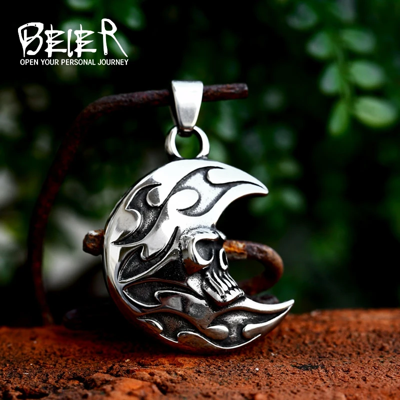 BEIER Europe Celtic knot Retro Crescent Shape lightning Pendant Necklace Quality Stainless Steel Simple jewelry For Man BP8-1014