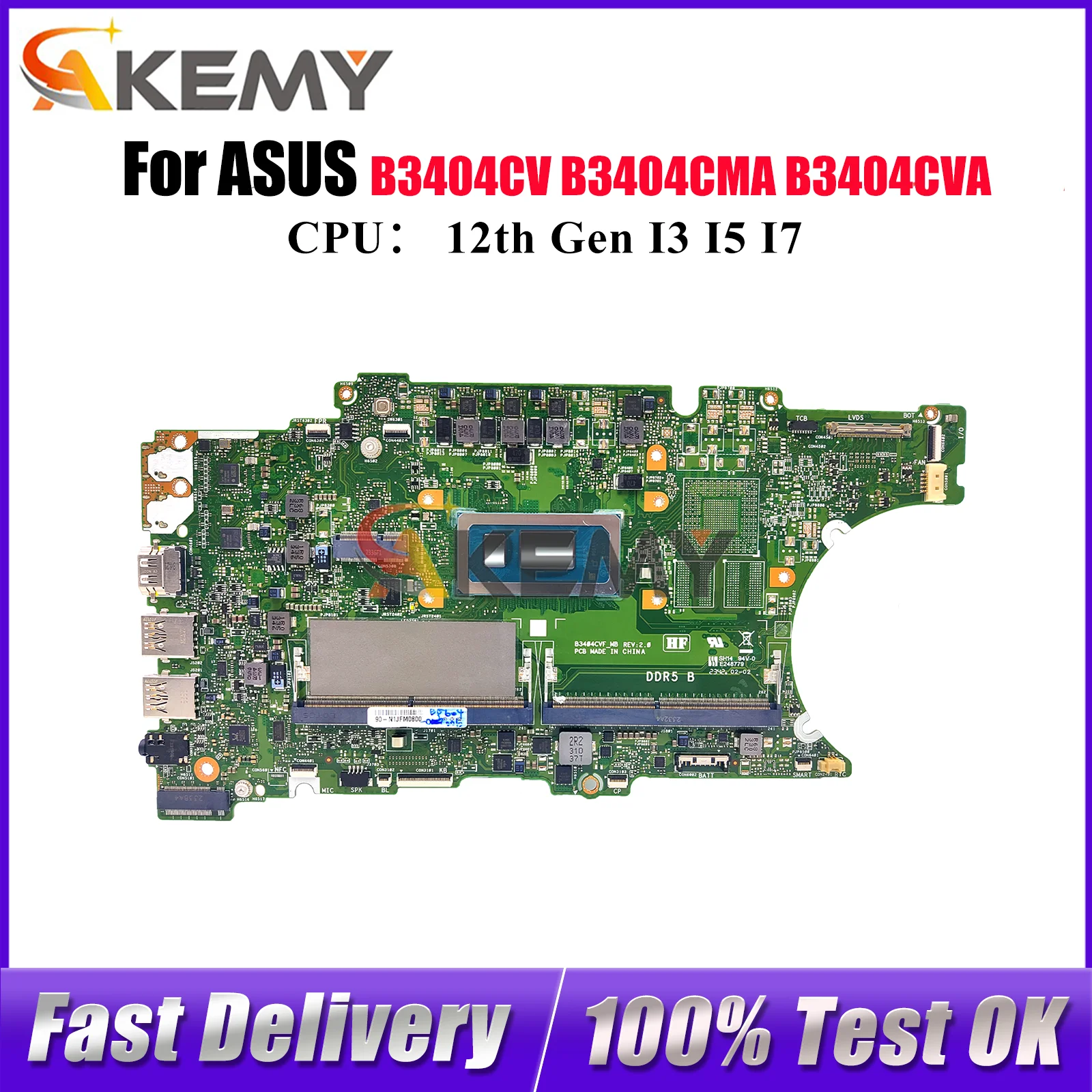 

B3404CV Материнская плата для ноутбука ASUS ExpertBook B3404CMA B3404C B3404CVA Материнская плата для ноутбука с процессором I3 I5 I7 100% tests OK stk