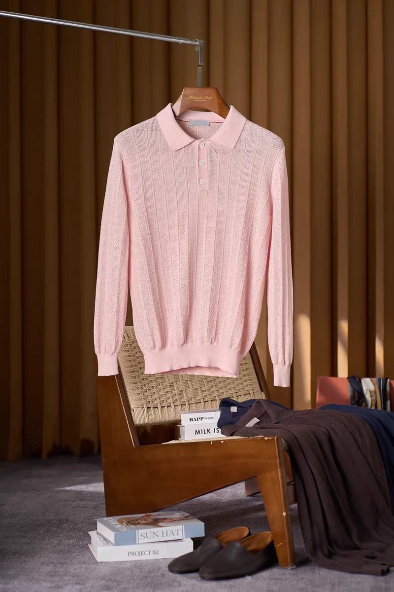 

Мужская трикотажная хлопковая льняная повседневная длинная све irt осень-зима новая дышащая деловая одежда для отдыха классический дизайн Ne