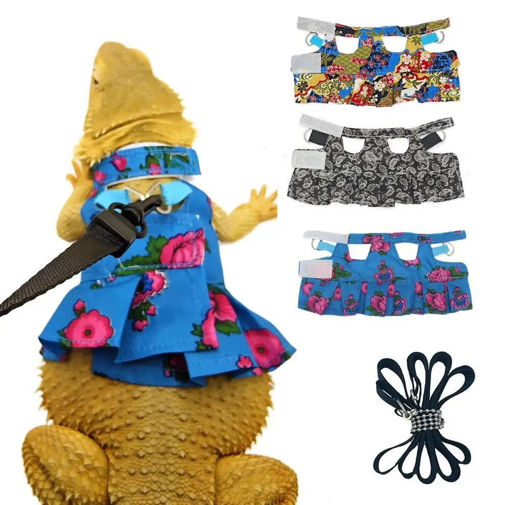 

Multicolor Ferret Harness and Leash Set Floral Pattern Adjustable Strap Squirrel Floral Skirt Traction Rope Breathable