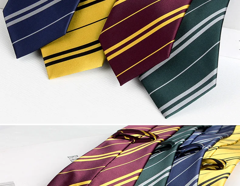 4colors Tie Magic School Business Narrow Striped Tie Halloween Cosplay Necktie Access Themed Party Costume Props 145cm Boy Girl