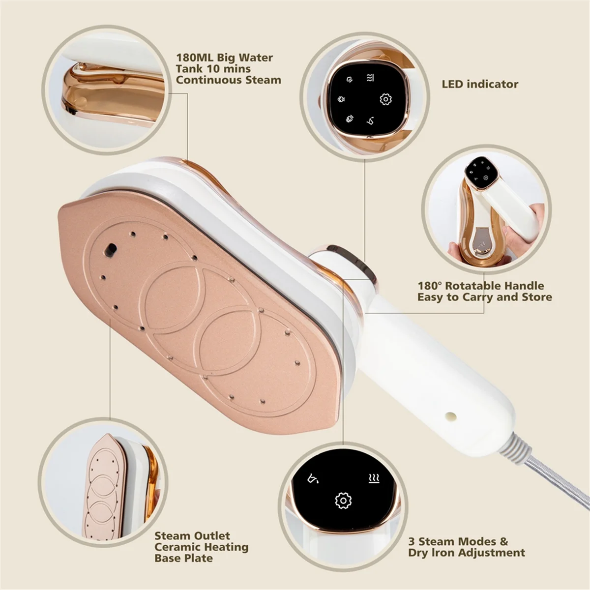 

Supernew Travel Steamer for Clothes Portable Mini Ironing Machine Handheld Mini Steamer Garment Steamer for Home EU PLUG,B